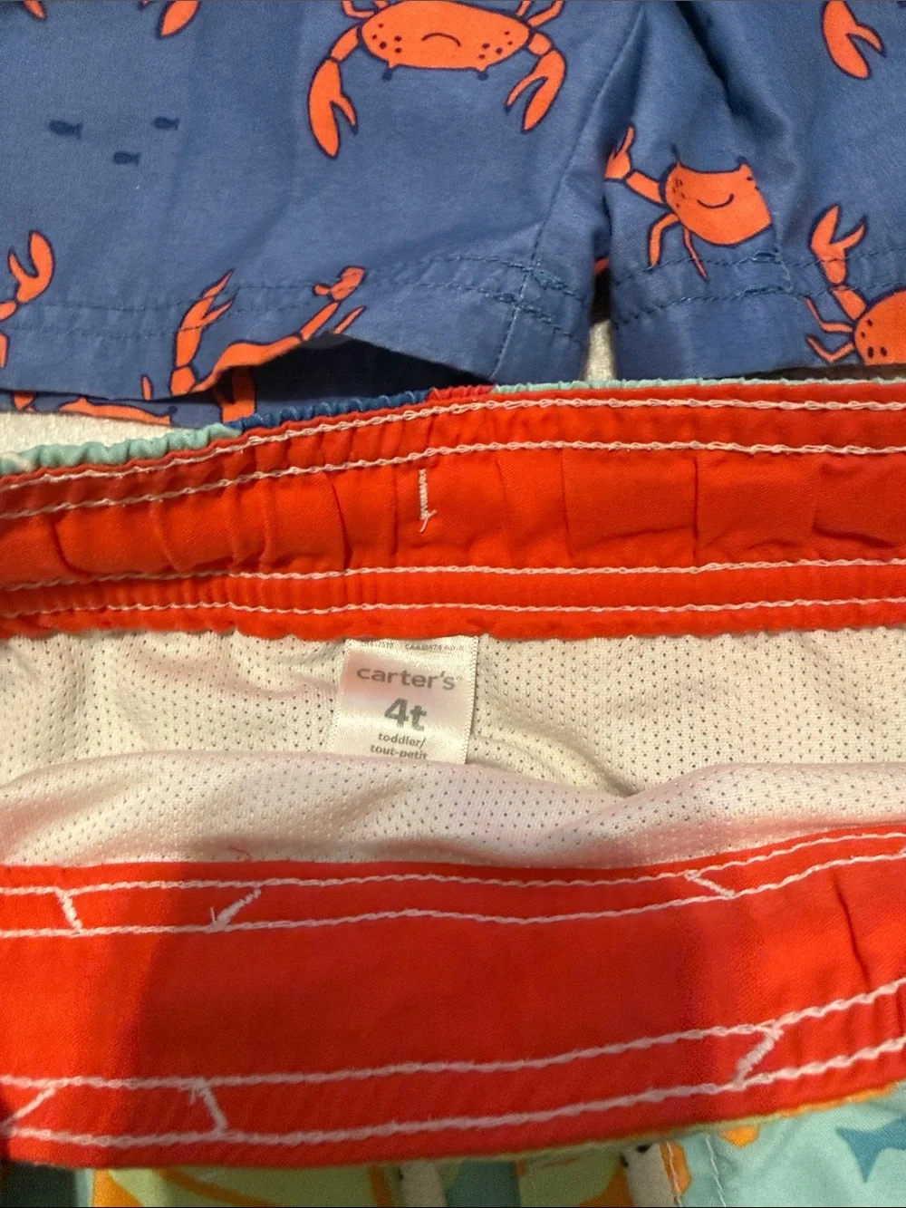 Bundle Carter's Boys' Navy Swim Trunks with Dino & Crab Prints